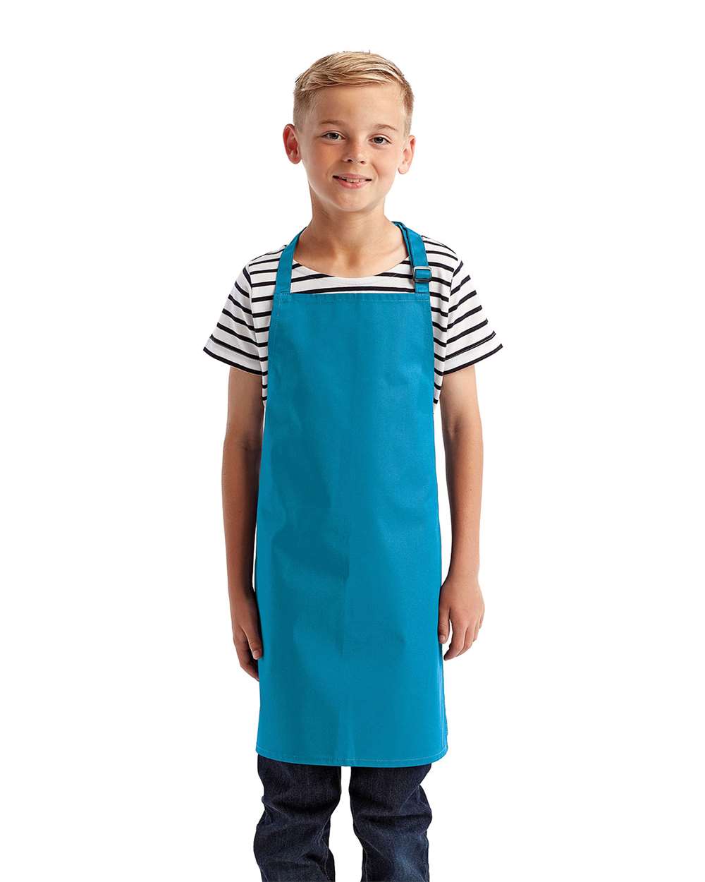Youth Recycled Apron - OnModelFront - B393A1100 - Turquoise
