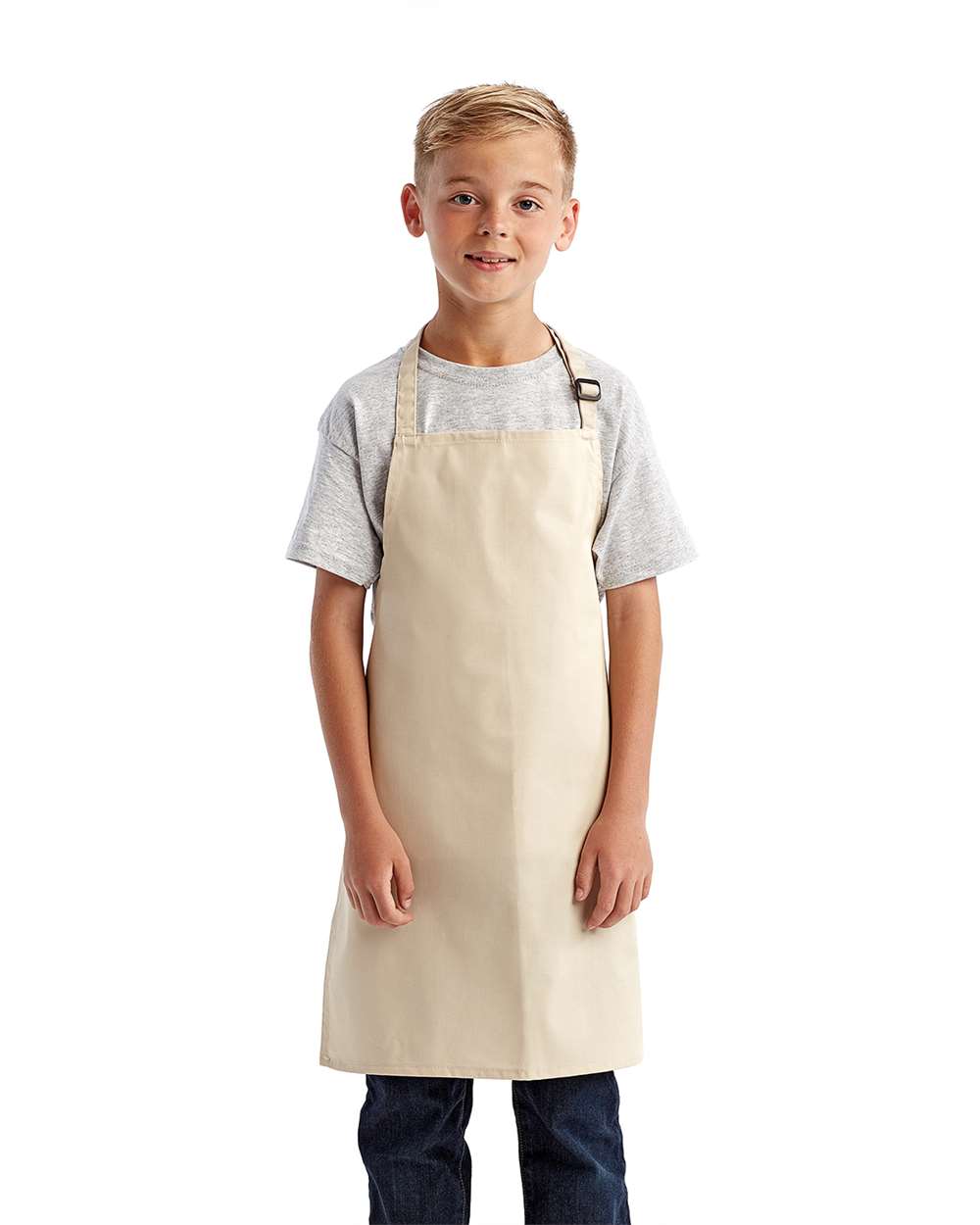 Youth Recycled Apron - OnModelFront - B393A1240 - Natural