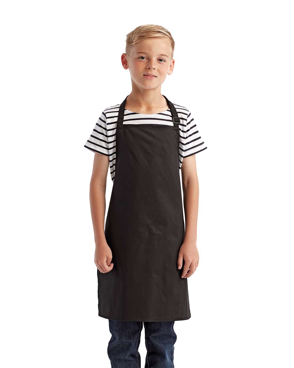 Youth Recycled Apron - OnModelFront - B393A1500 - Black