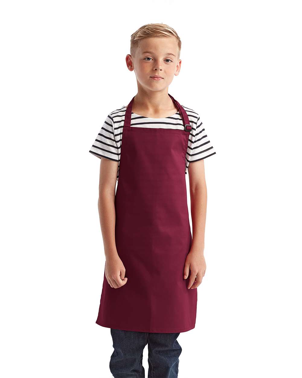 Youth Recycled Apron - OnModelFront - B393A1530 - Burgundy