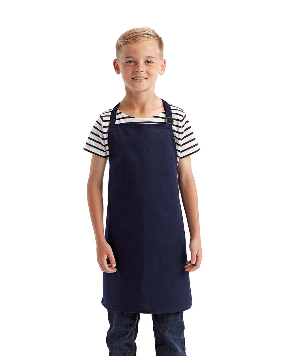 Youth Recycled Apron - OnModelFront - B393A1650 - Navy
