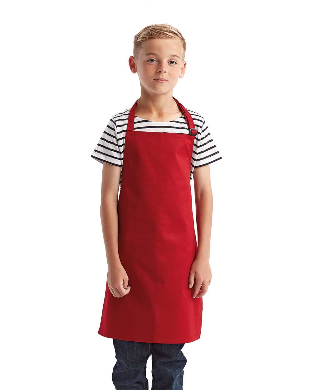 Youth Recycled Apron - OnModelFront - B393A1700 - Red