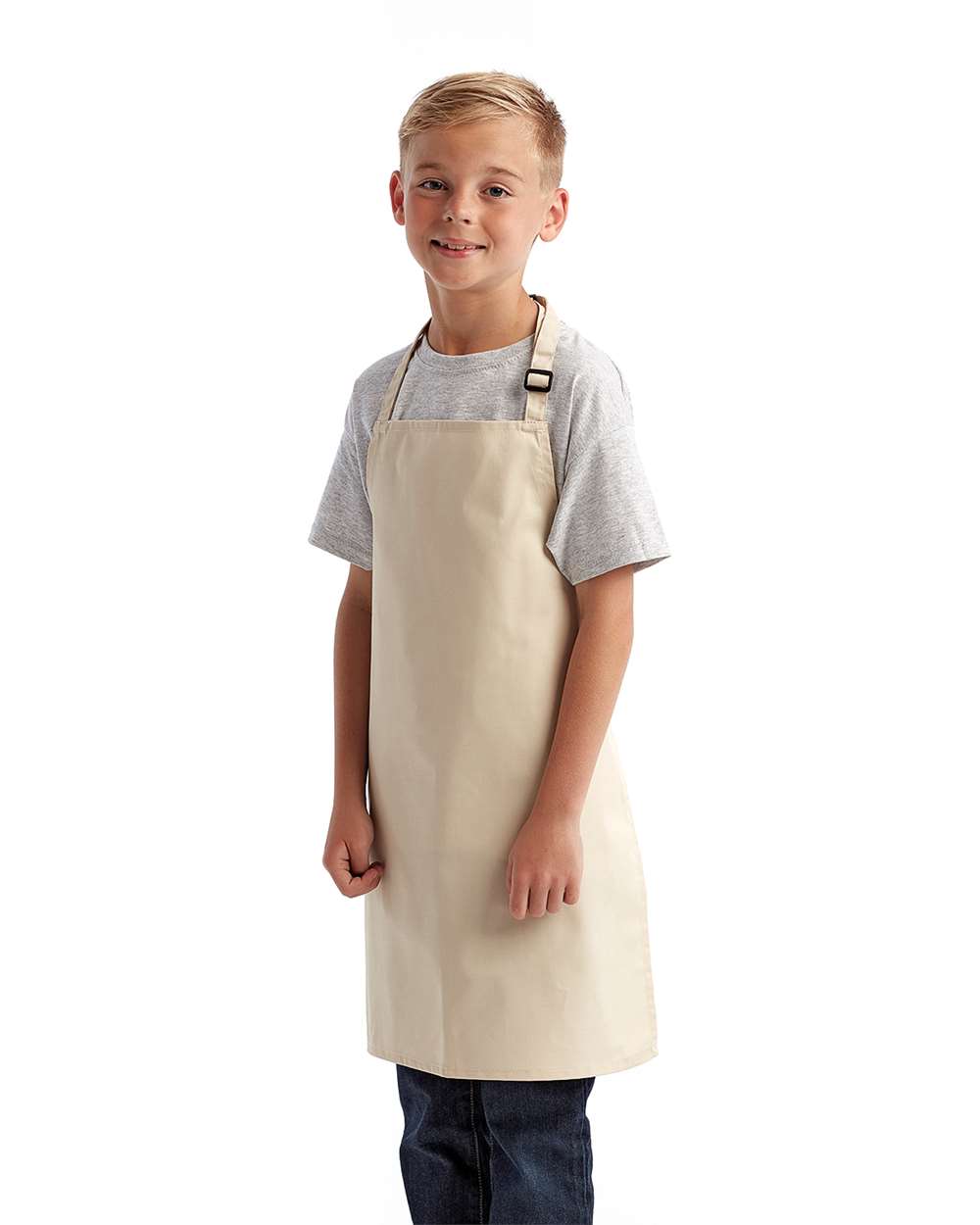 Youth Recycled Apron - OnModelSide - B393A1240 - Natural