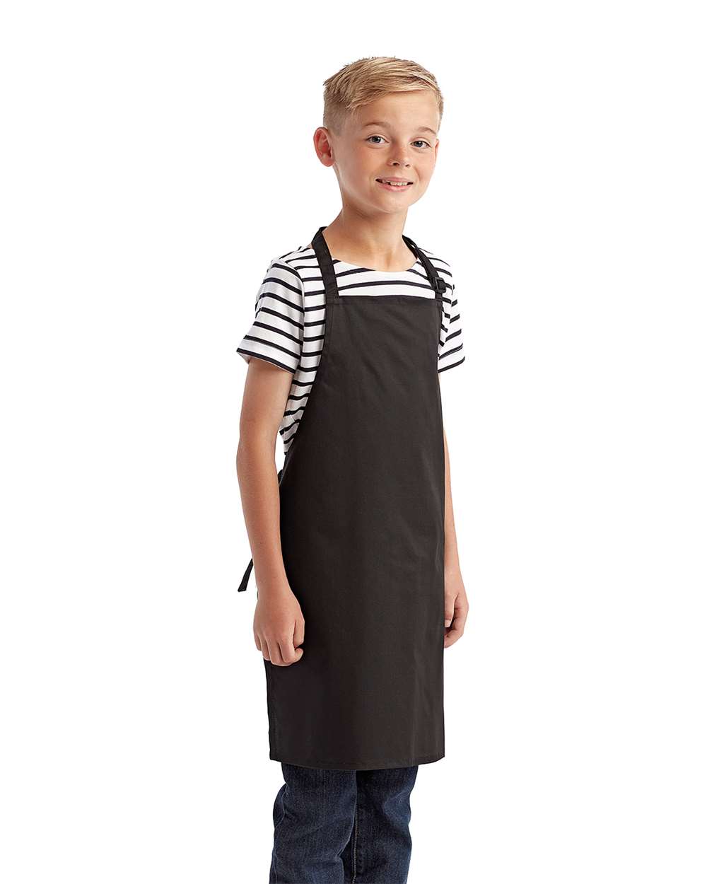 Youth Recycled Apron - OnModelSide - B393A1500 - Black