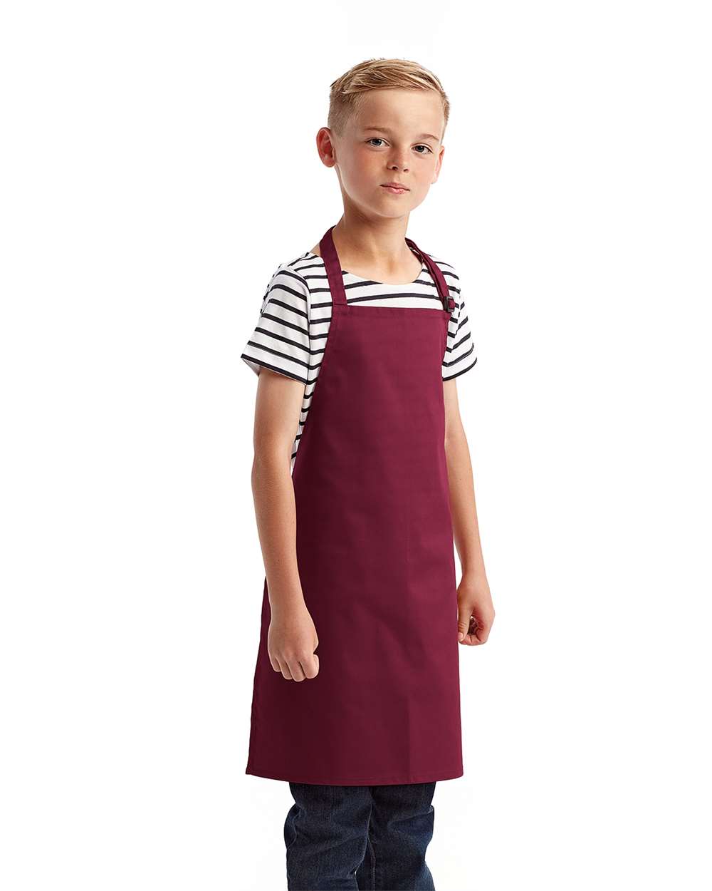 Youth Recycled Apron - OnModelSide - B393A1530 - Burgundy
