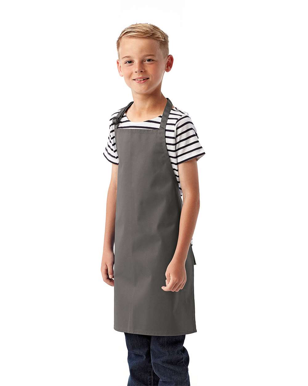 Youth Recycled Apron - OnModelSide - B393A1590 - Dark Grey