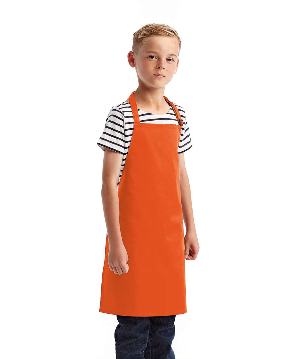 Youth Recycled Apron - OnModelSide - B393A1660 - Orange