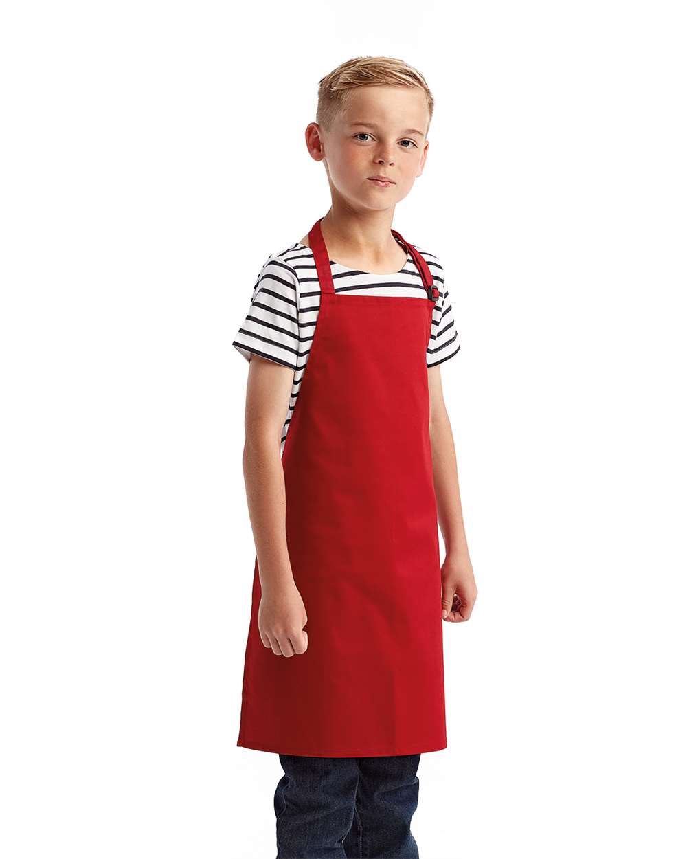 Youth Recycled Apron - OnModelSide - B393A1700 - Red