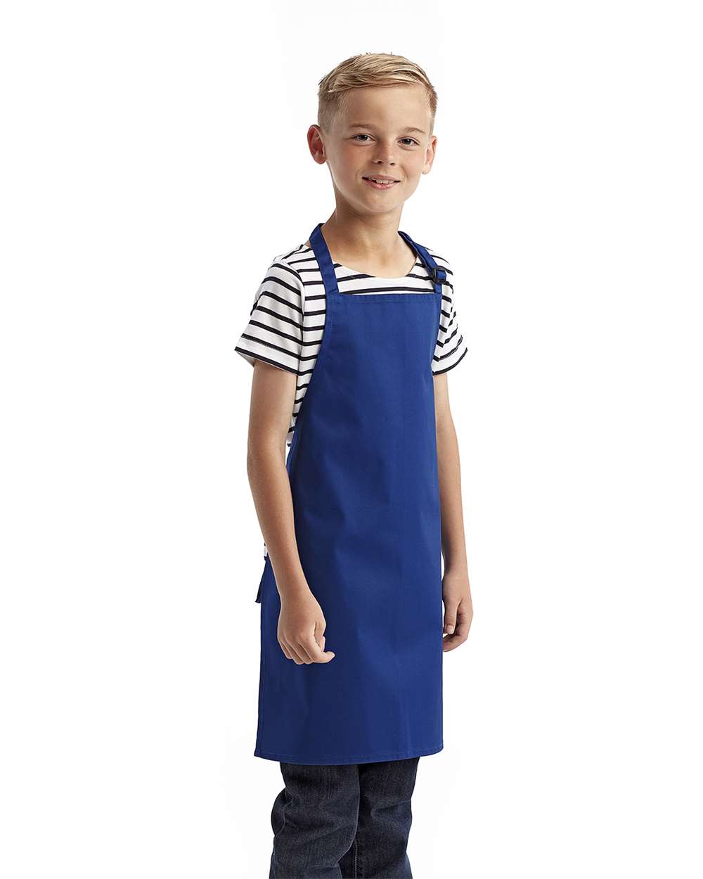 Youth Recycled Apron - OnModelSide - B393A1750 - Royal