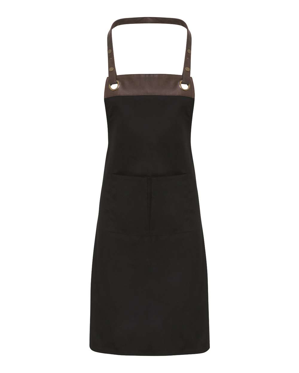 Espresso Bib Apron with Pocket - Front - B381A1100 - Black/ Brown