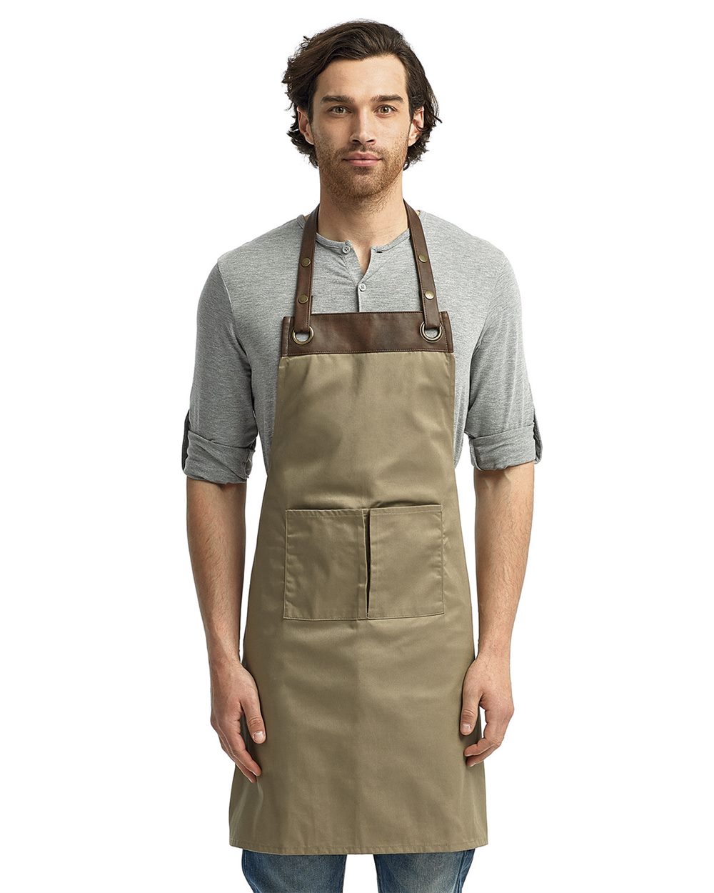 Espresso Bib Apron with Pocket - styleImage