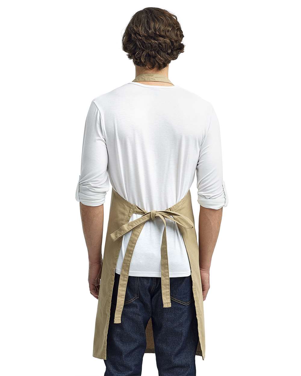 Calibre Heavy Canvas Bib Apron - OnModelBack - B387A1240 - Khaki