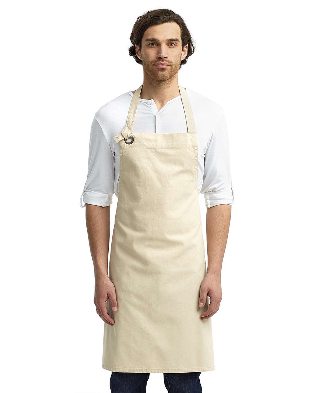Calibre Heavy Canvas Bib Apron - OnModelFront - B387A1100 - Natural