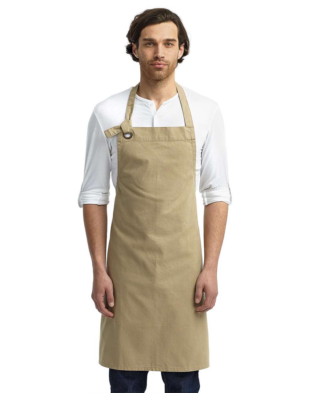 Calibre Heavy Canvas Bib Apron - OnModelFront - B387A1240 - Khaki