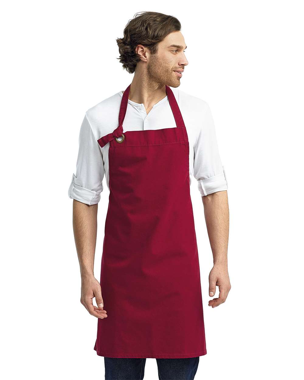 Calibre Heavy Canvas Bib Apron - OnModelFront - B387A1530 - Burgundy