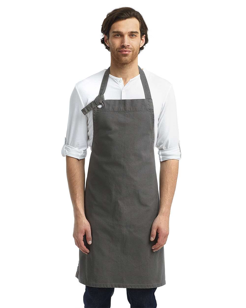 Calibre Heavy Canvas Bib Apron - OnModelFront - B387A1590 - Dark Grey