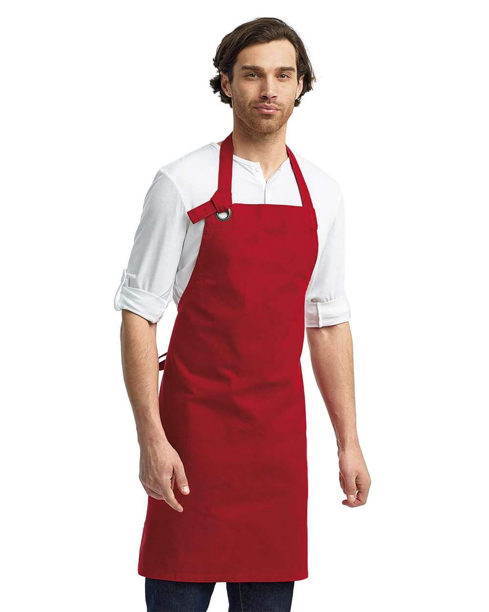 Calibre Heavy Canvas Bib Apron - OnModelFront - B387A1700 - Red