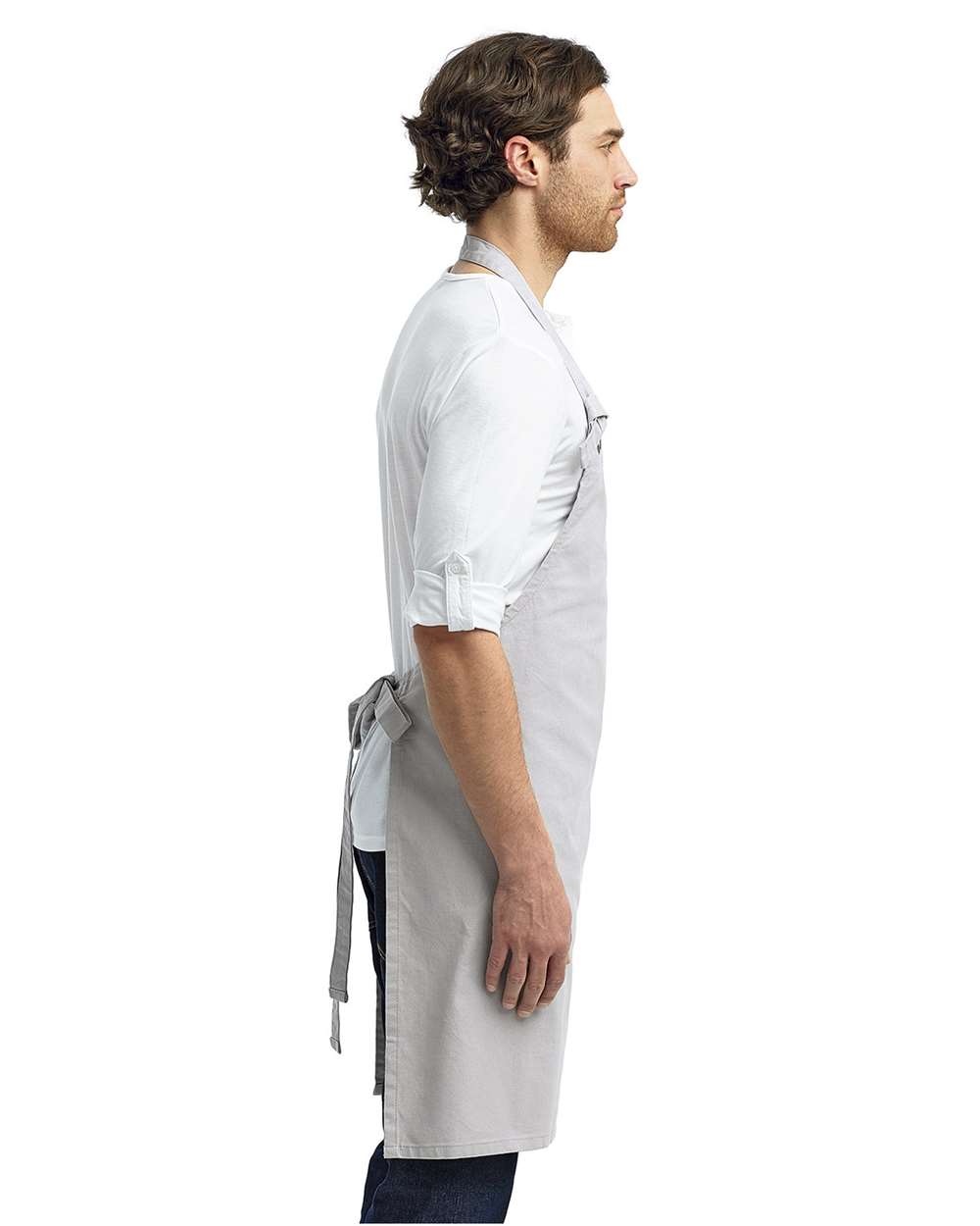 Calibre Heavy Canvas Bib Apron - OnModelSide - B387A1020 - Silver