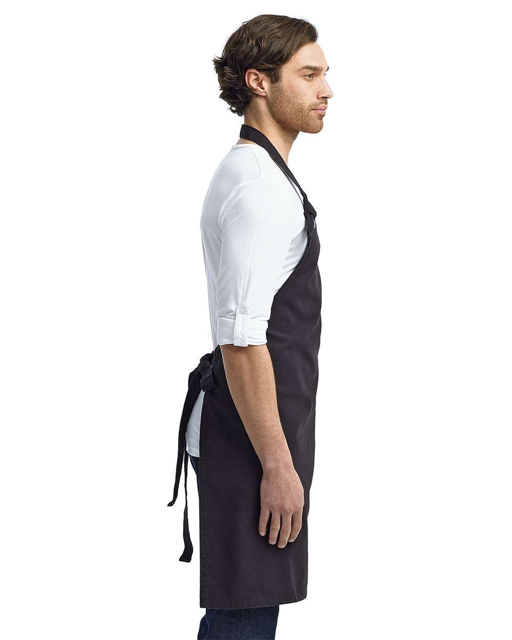 Calibre Heavy Canvas Bib Apron - OnModelSide - B387A1500 - Black