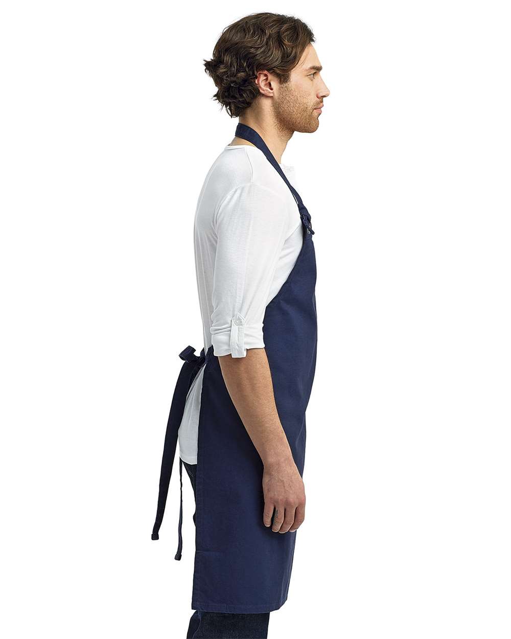 Calibre Heavy Canvas Bib Apron - OnModelSide - B387A1650 - Navy