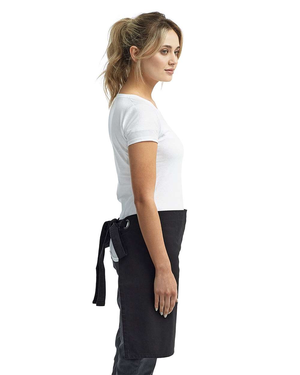 Calibre Heavy Canvas Waist Apron - OnModelSide - B388A1500 - Black