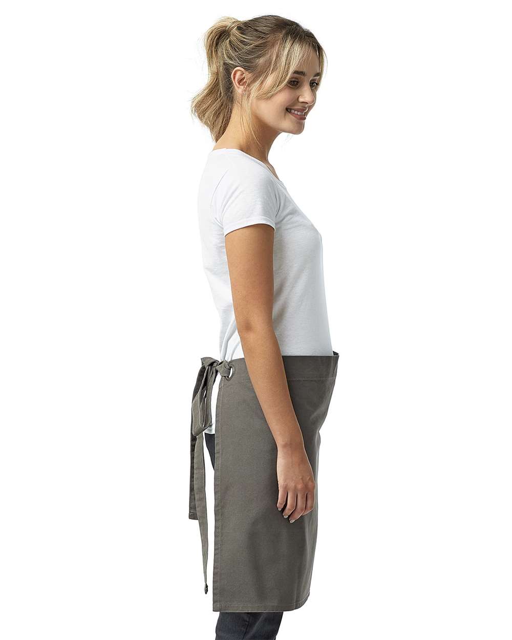 Calibre Heavy Canvas Waist Apron - OnModelSide - B388A1590 - Dark Grey