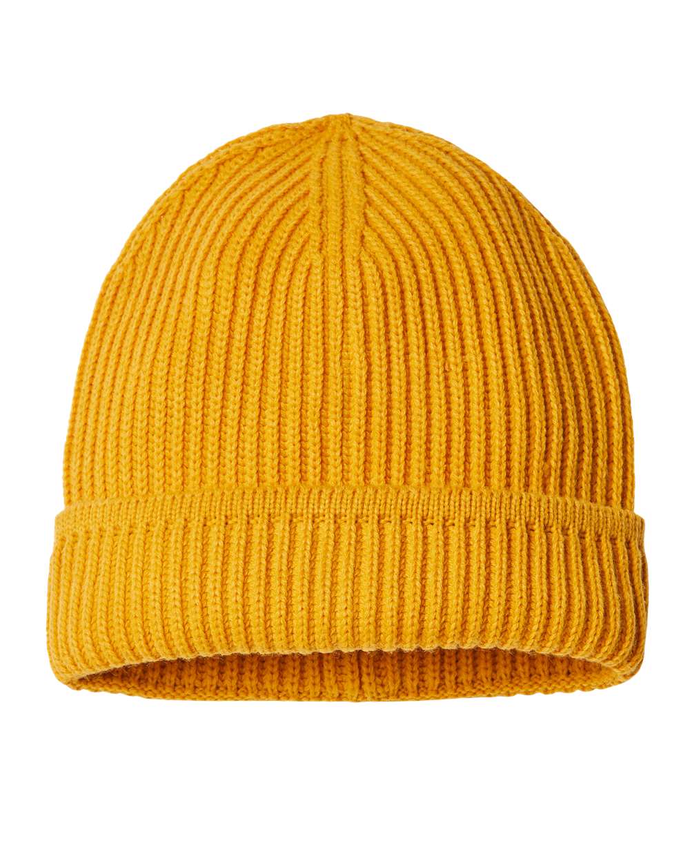 Sustainable Finish Edge Cuffed Beanie - Back - B06495120 - Mustard Yellow