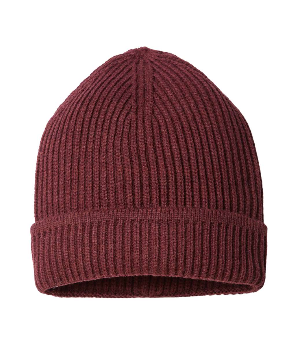 Sustainable Finish Edge Cuffed Beanie - Front - B06495660 - Burgundy Melange