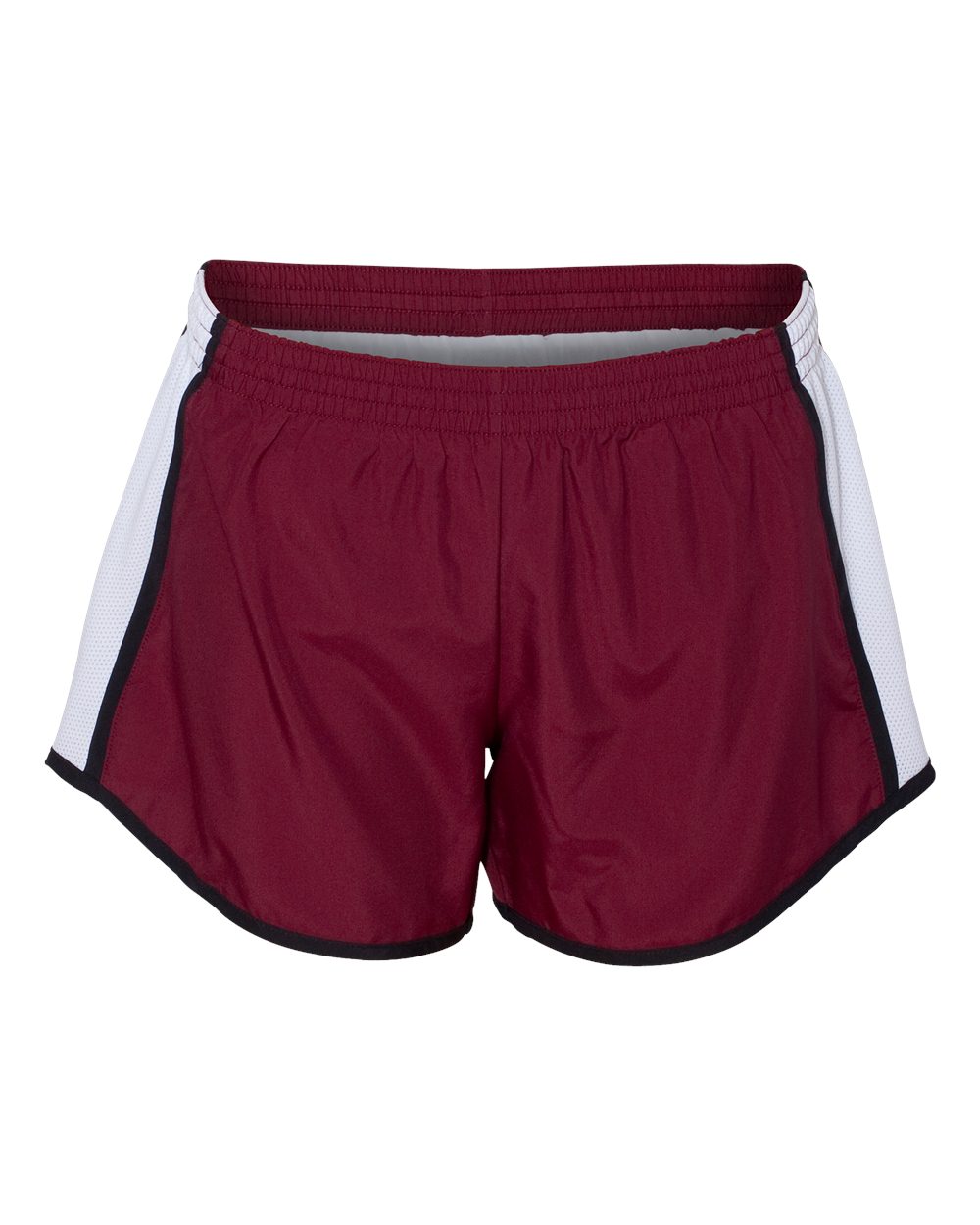 Women's Pulse Team Running Shorts - Front - B79134533 - Maroon/ White/ Black