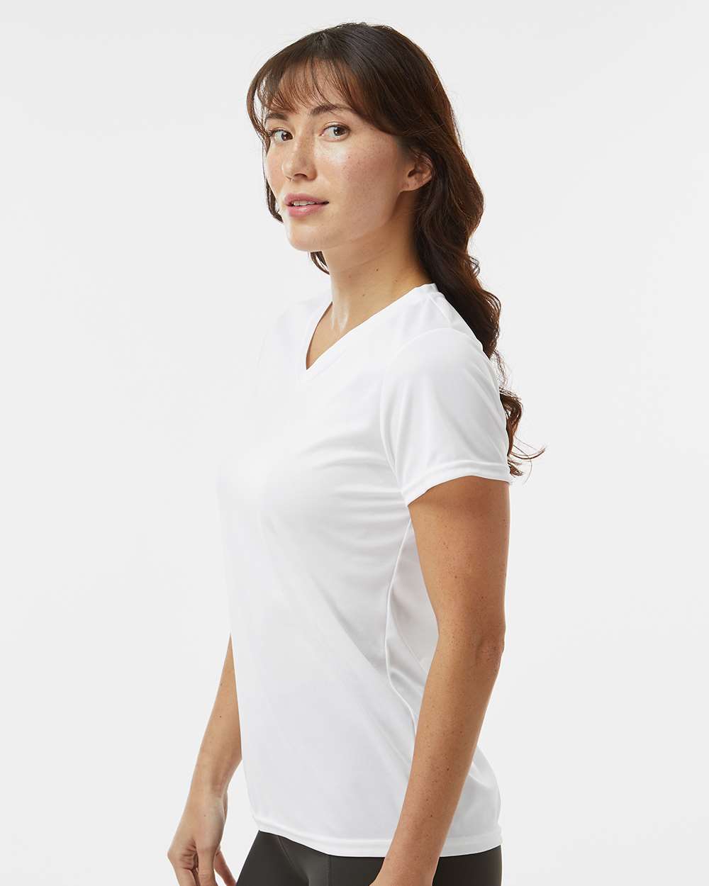 Women's Nexgen Performance V-Neck T-Shirt - OnModelSide - B10434002 - White