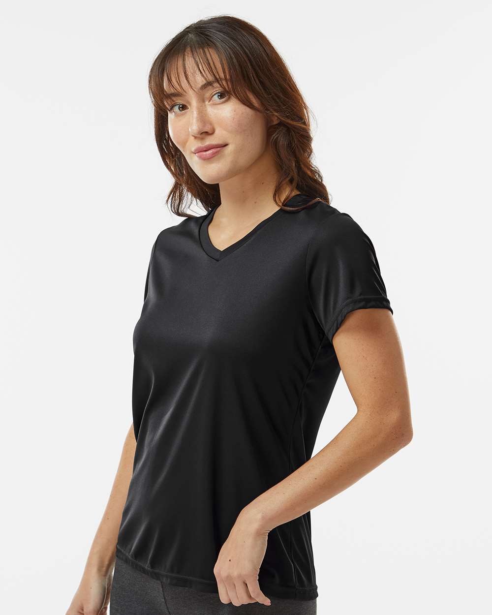 Women's Nexgen Performance V-Neck T-Shirt - OnModelSide - B10434502 - Black