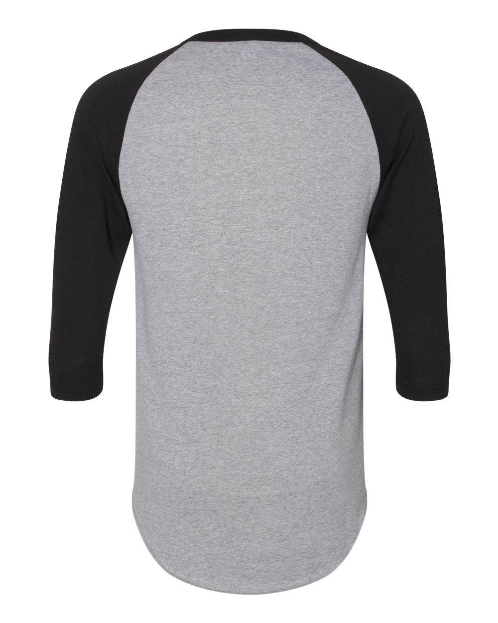 Unisex Three-Quarter Raglan Sleeve Baseball Jersey - Back - B59034513 - Athletic Heather/ Black