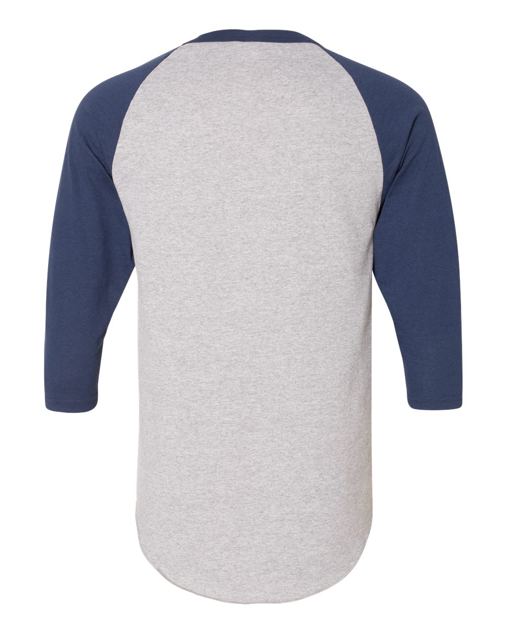 Unisex Three-Quarter Raglan Sleeve Baseball Jersey - Back - B59034583 - Athletic Heather/ Navy