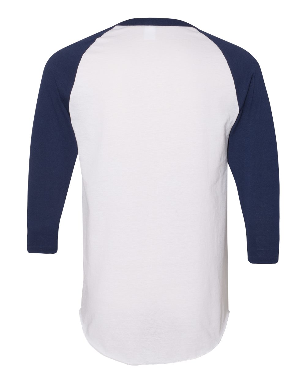 Unisex Three-Quarter Raglan Sleeve Baseball Jersey - Back - B59034653 - White/ Navy
