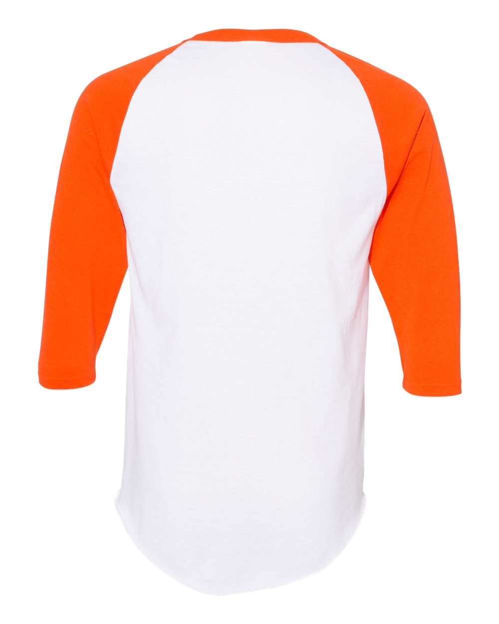 Unisex Three-Quarter Raglan Sleeve Baseball Jersey - Back - B59034663 - White/ Orange