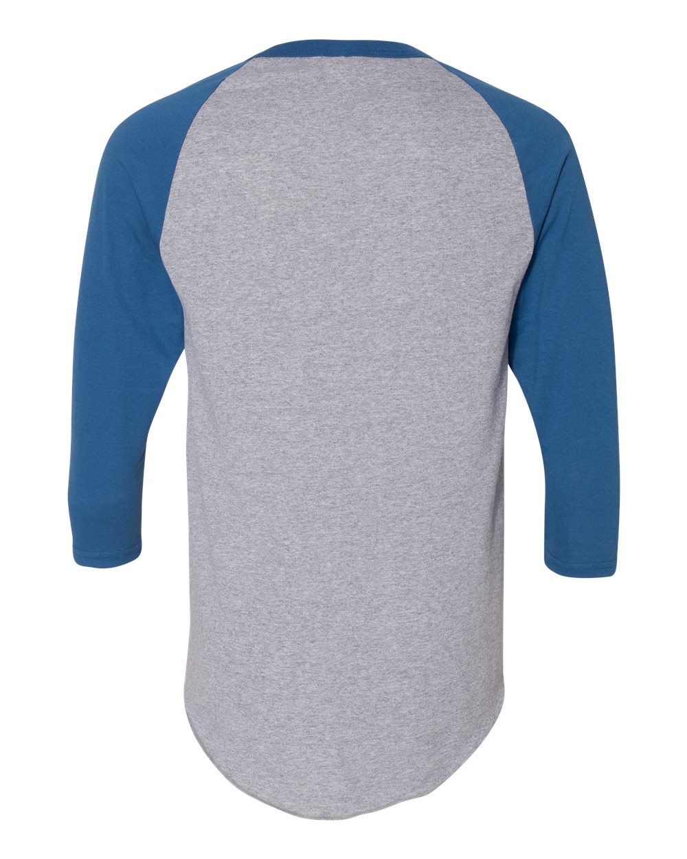 Unisex Three-Quarter Raglan Sleeve Baseball Jersey - Back - B59034763 - Athletic Heather/ Royal