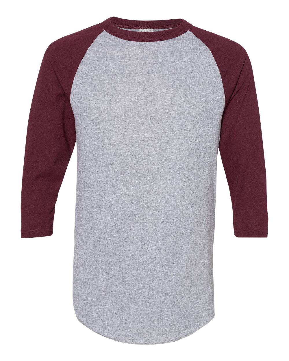 Unisex Three-Quarter Raglan Sleeve Baseball Jersey - Front - B59034543 - Athletic Heather/ Maroon
