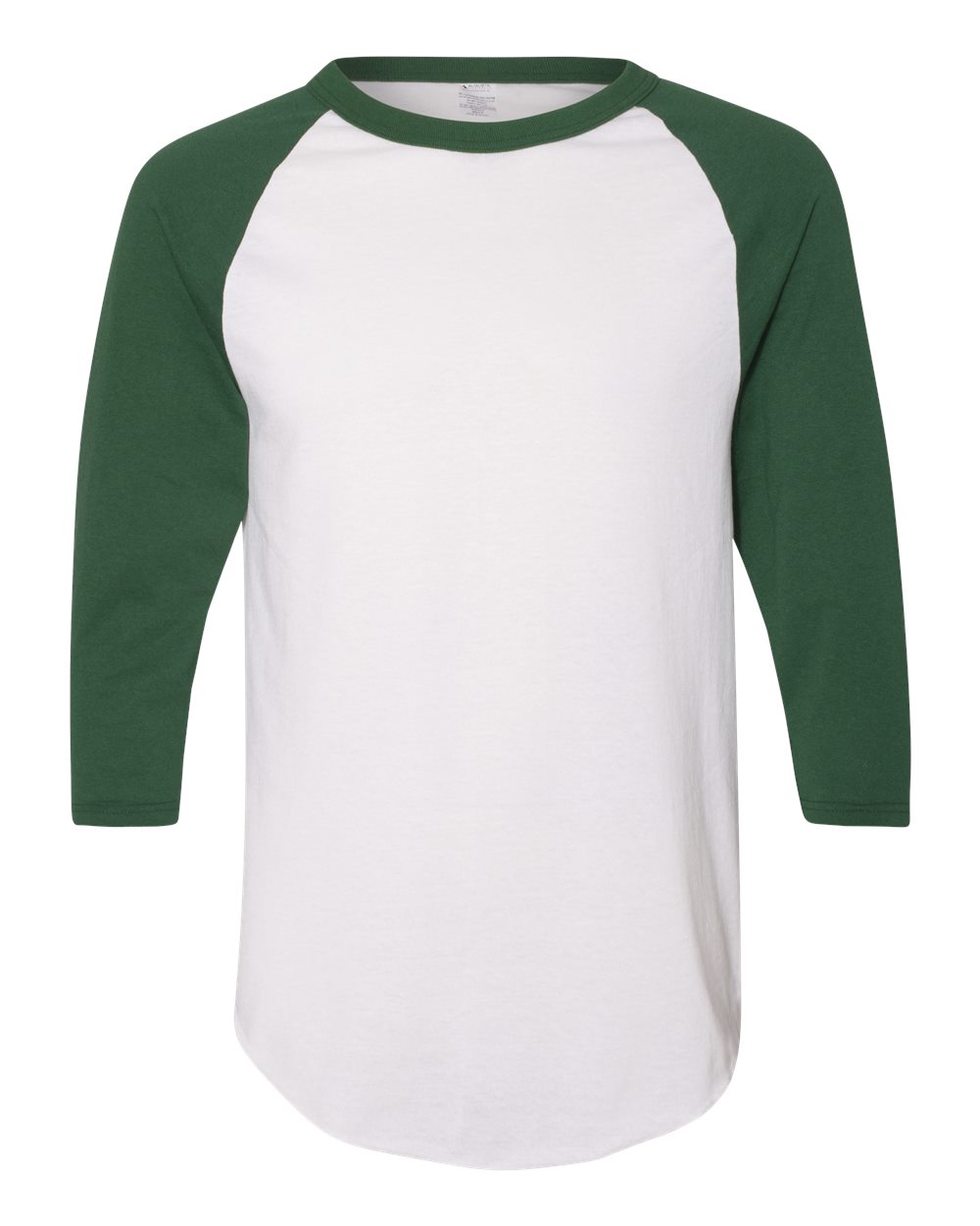 Unisex Three-Quarter Raglan Sleeve Baseball Jersey - Front - B59034613 - White/ Dark Green
