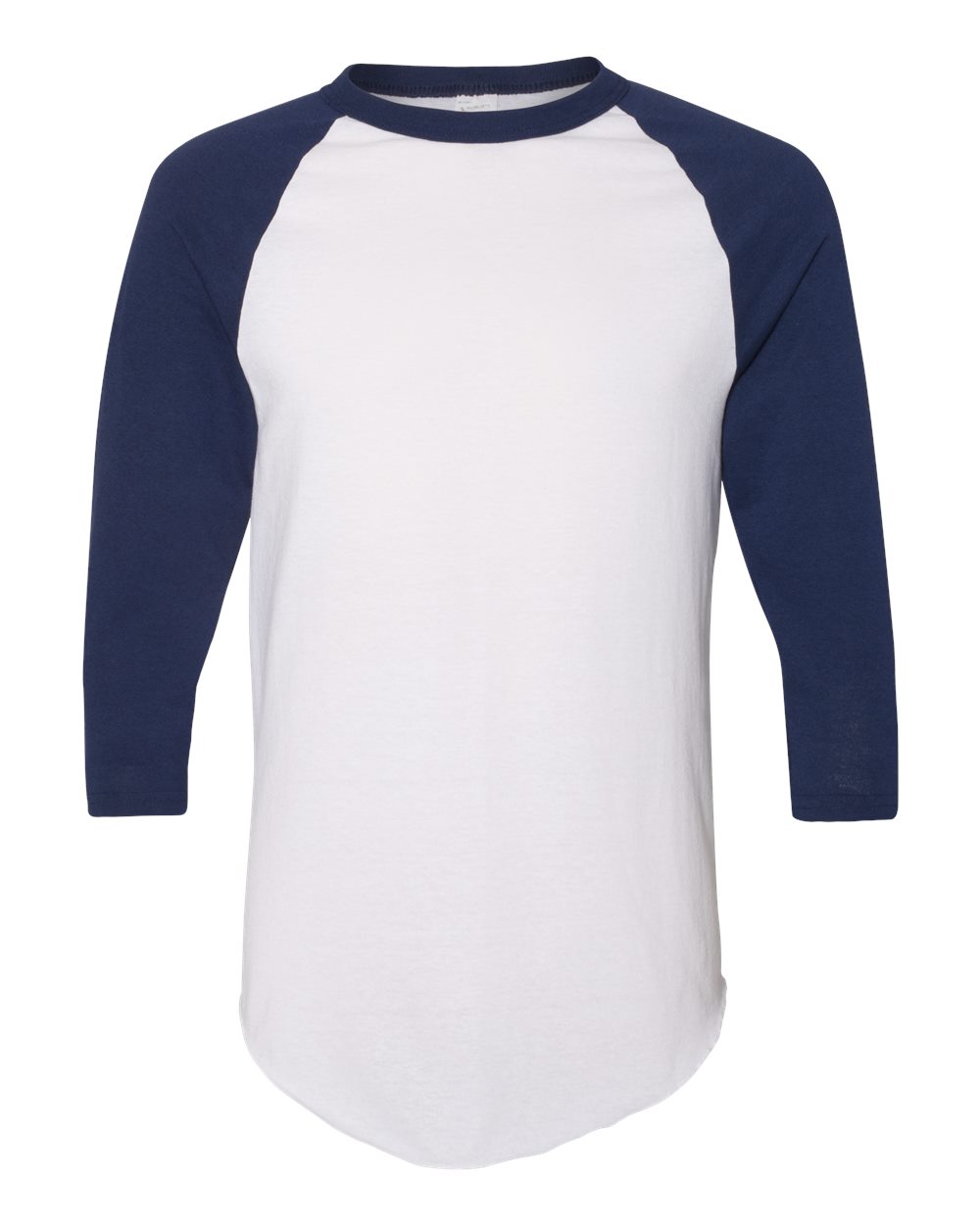 Unisex Three-Quarter Raglan Sleeve Baseball Jersey - Front - B59034653 - White/ Navy