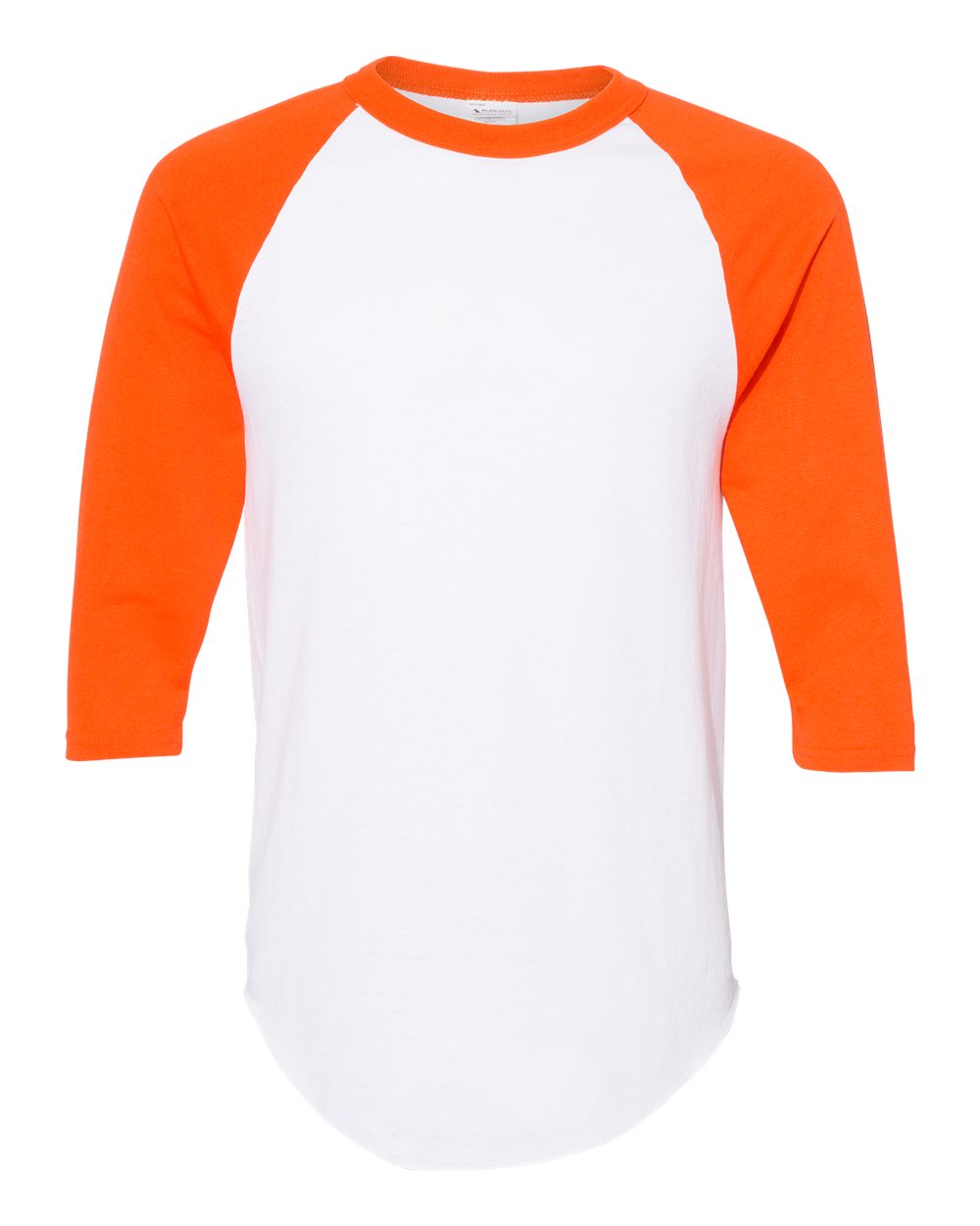 Unisex Three-Quarter Raglan Sleeve Baseball Jersey - Front - B59034663 - White/ Orange