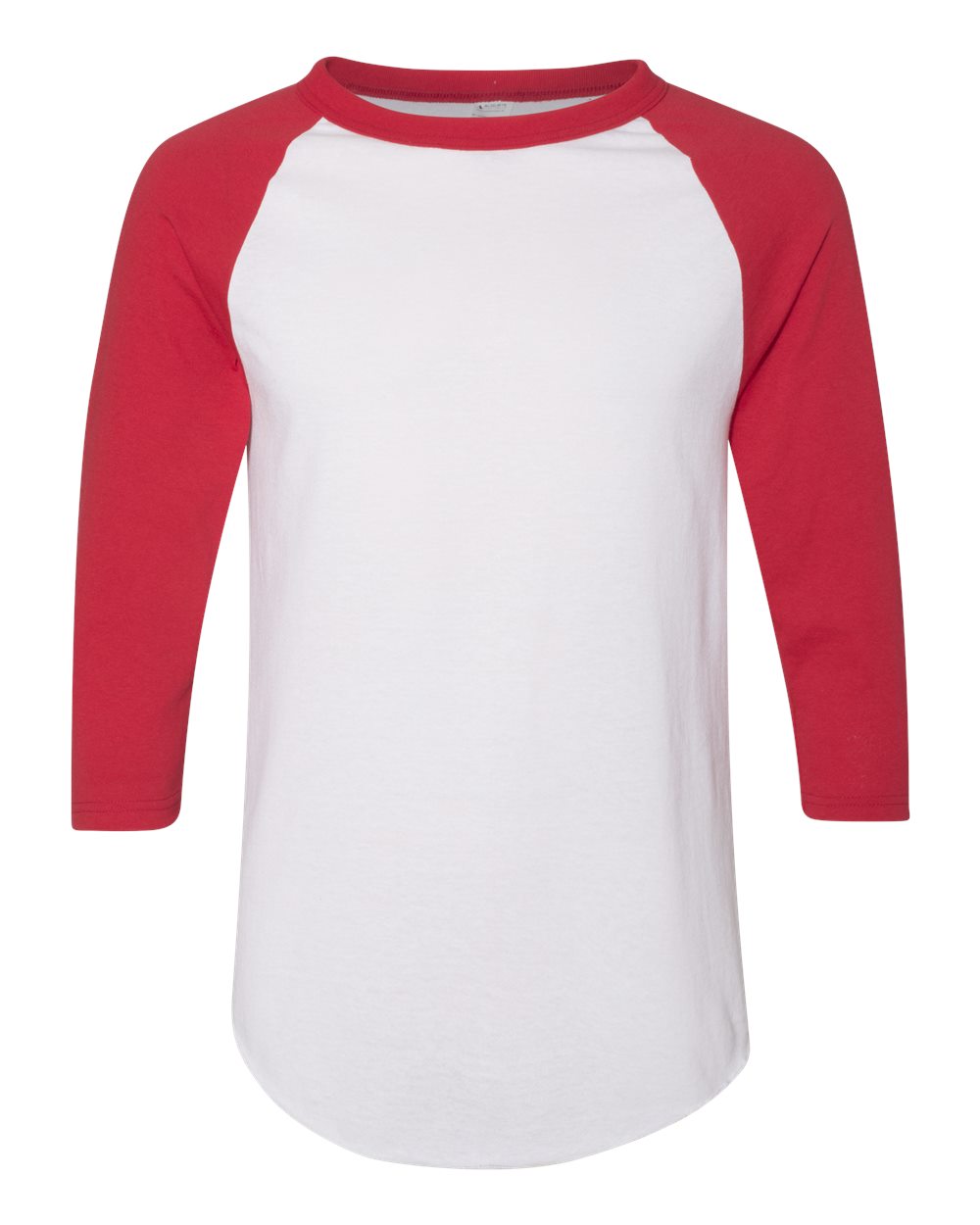 Unisex Three-Quarter Raglan Sleeve Baseball Jersey - Front - B59034703 - White/ Red