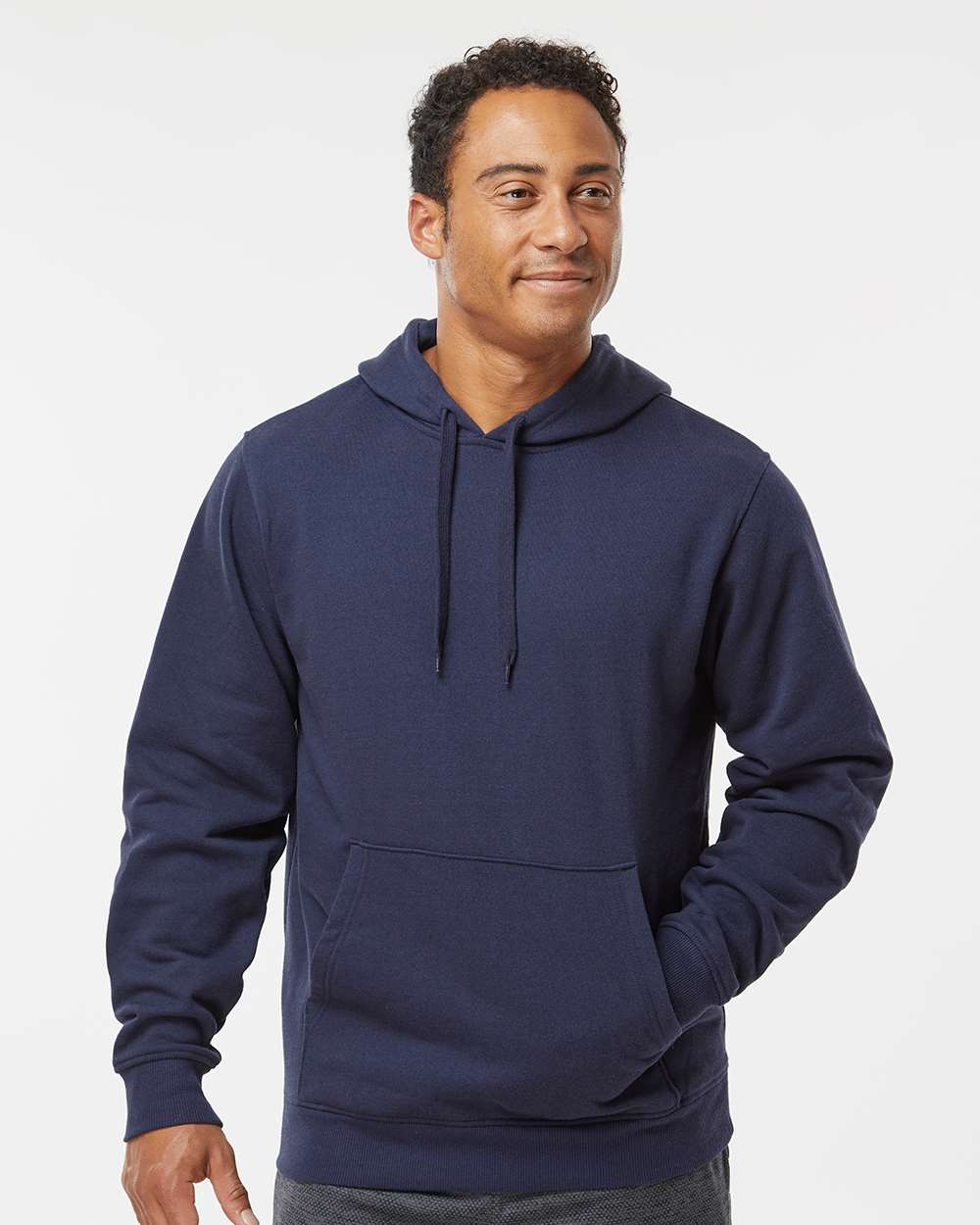 Unisex 60/40 Fleece Hoodie - OnModelFront - B64634653 - Navy