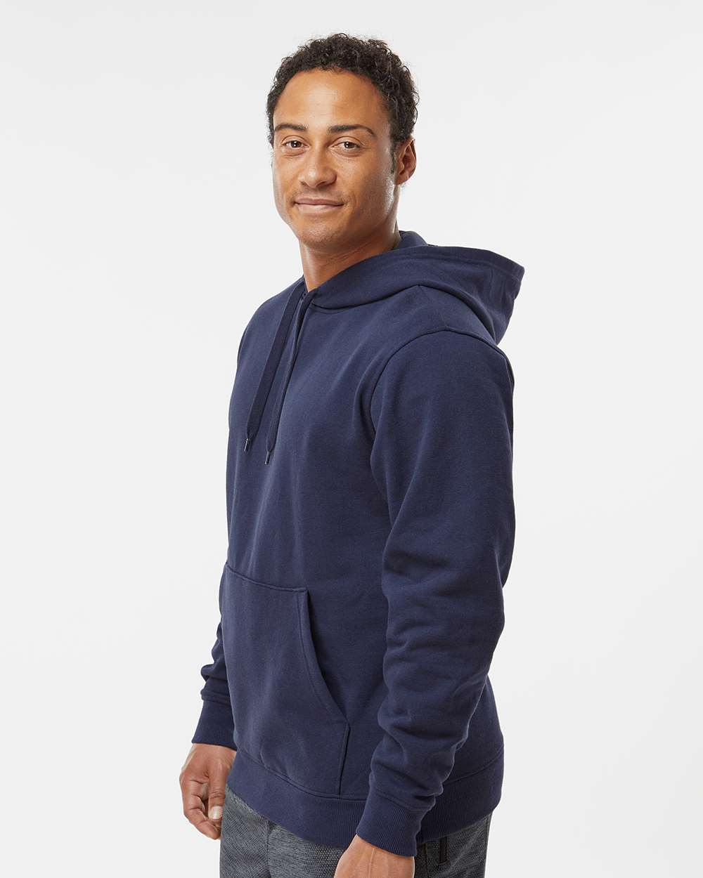 Unisex 60/40 Fleece Hoodie - OnModelSide - B64634653 - Navy