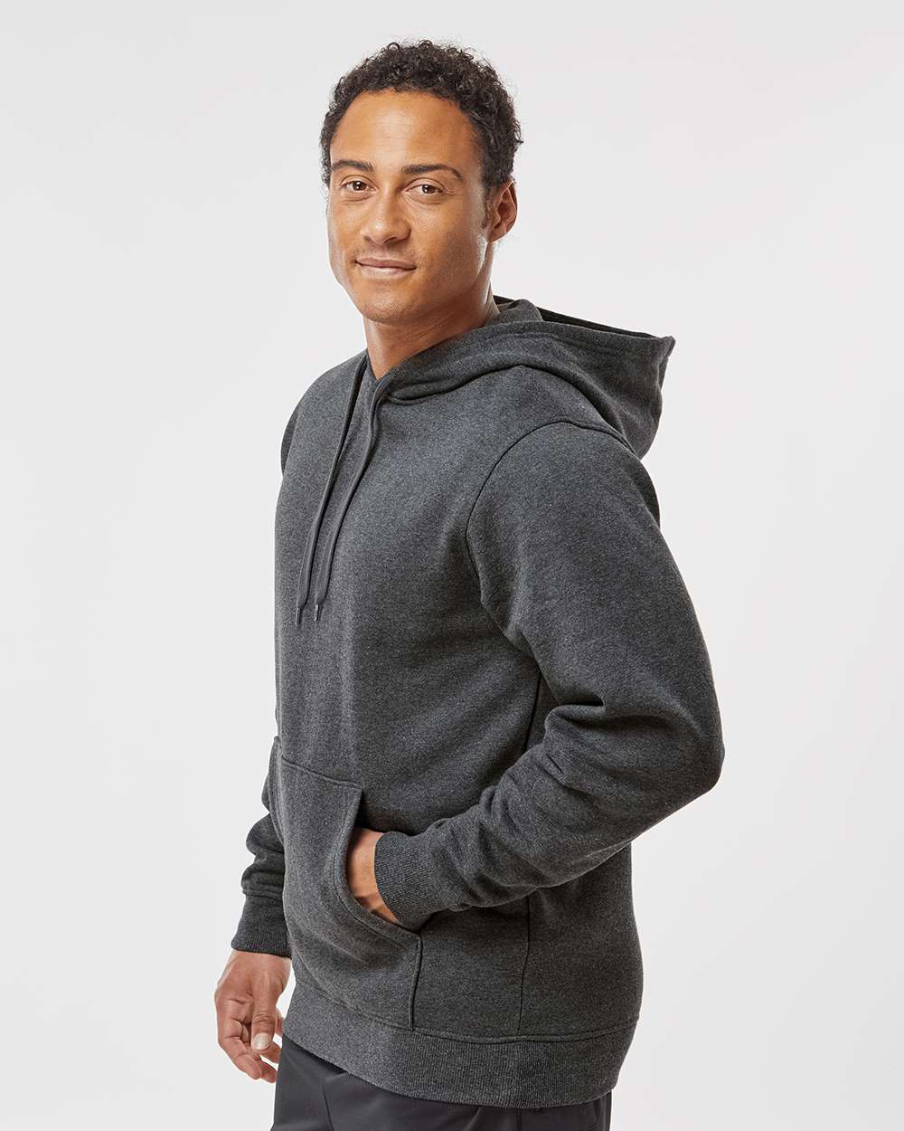 Unisex 60/40 Fleece Hoodie - OnModelSide - B64634943 - Carbon Heather