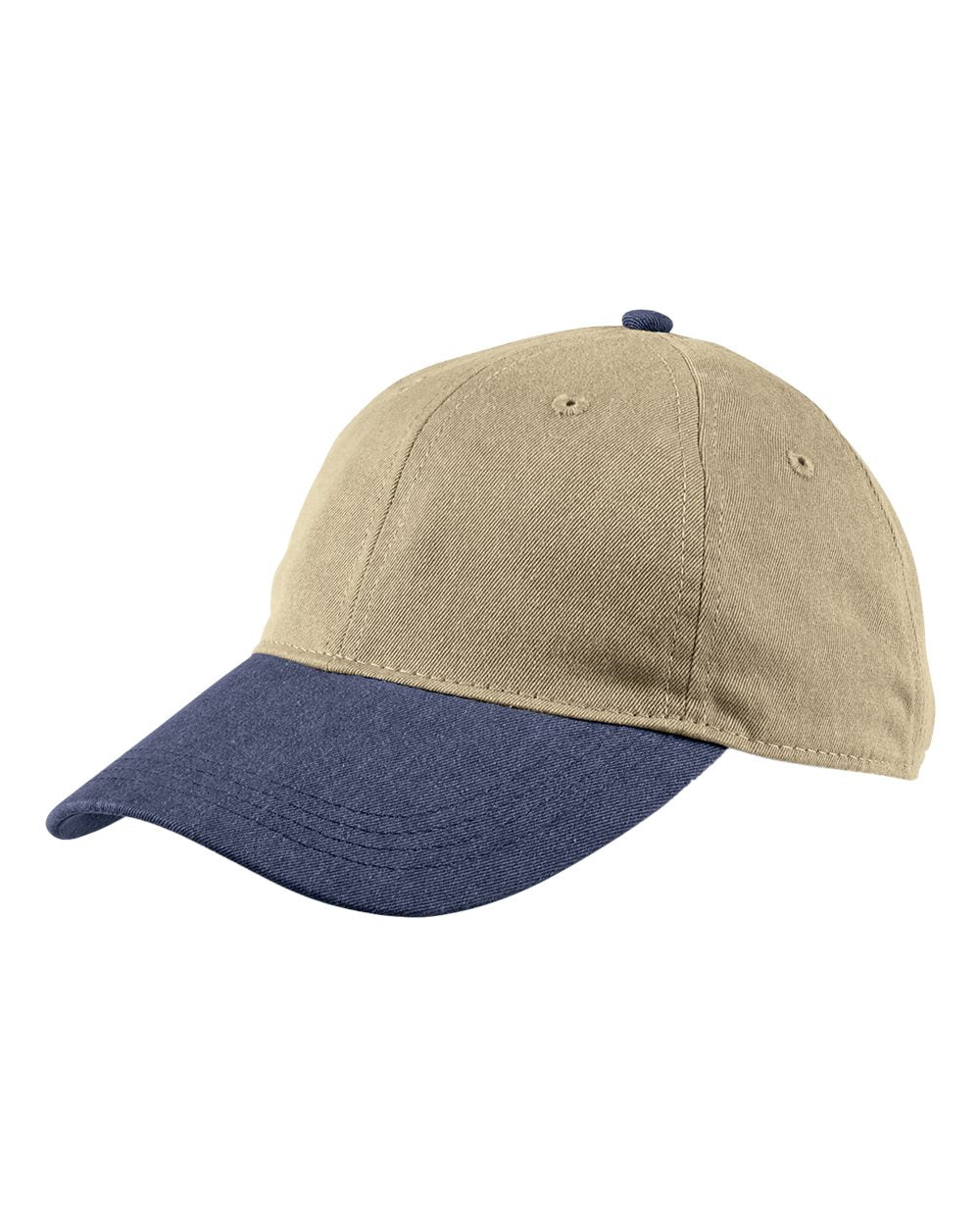 Pigment-Dyed Baseball Cap - Front - B549F0130 - Khaki/ Navy