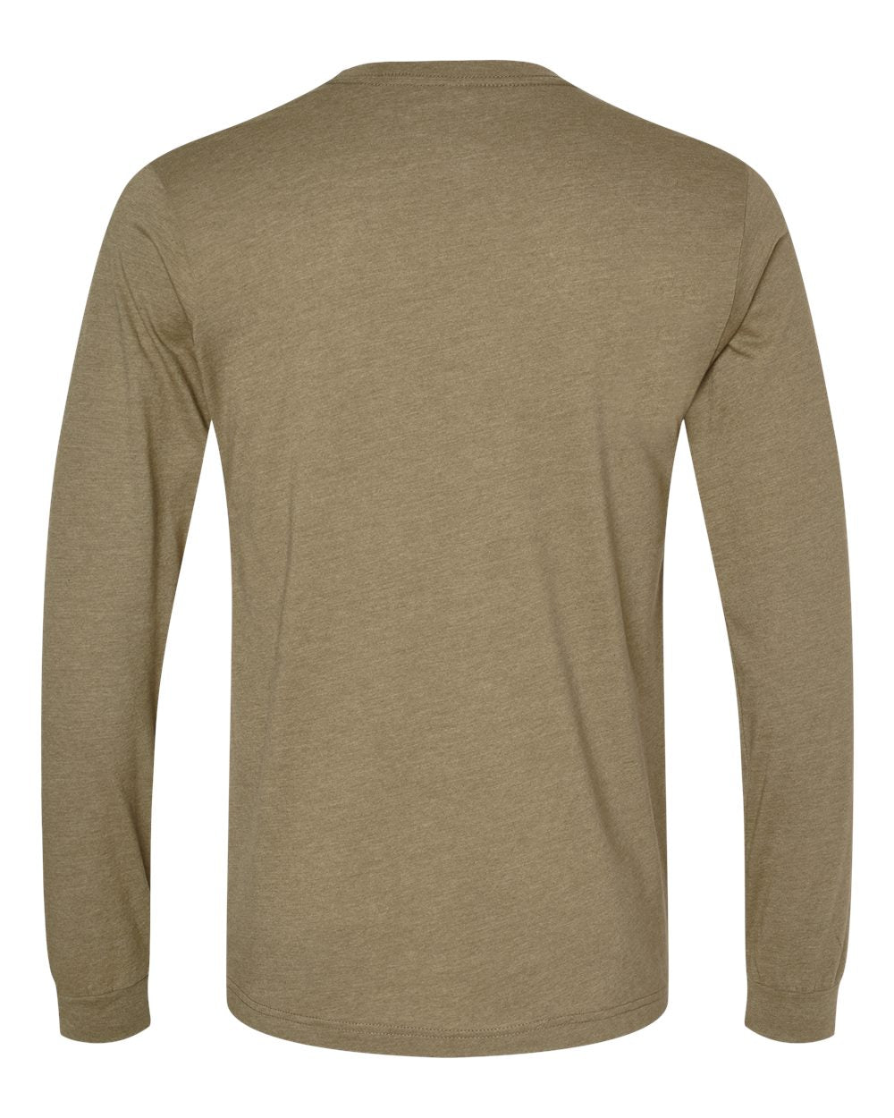 Heather CVC Long Sleeve Tee - Back - B02906082 - Heather Olive