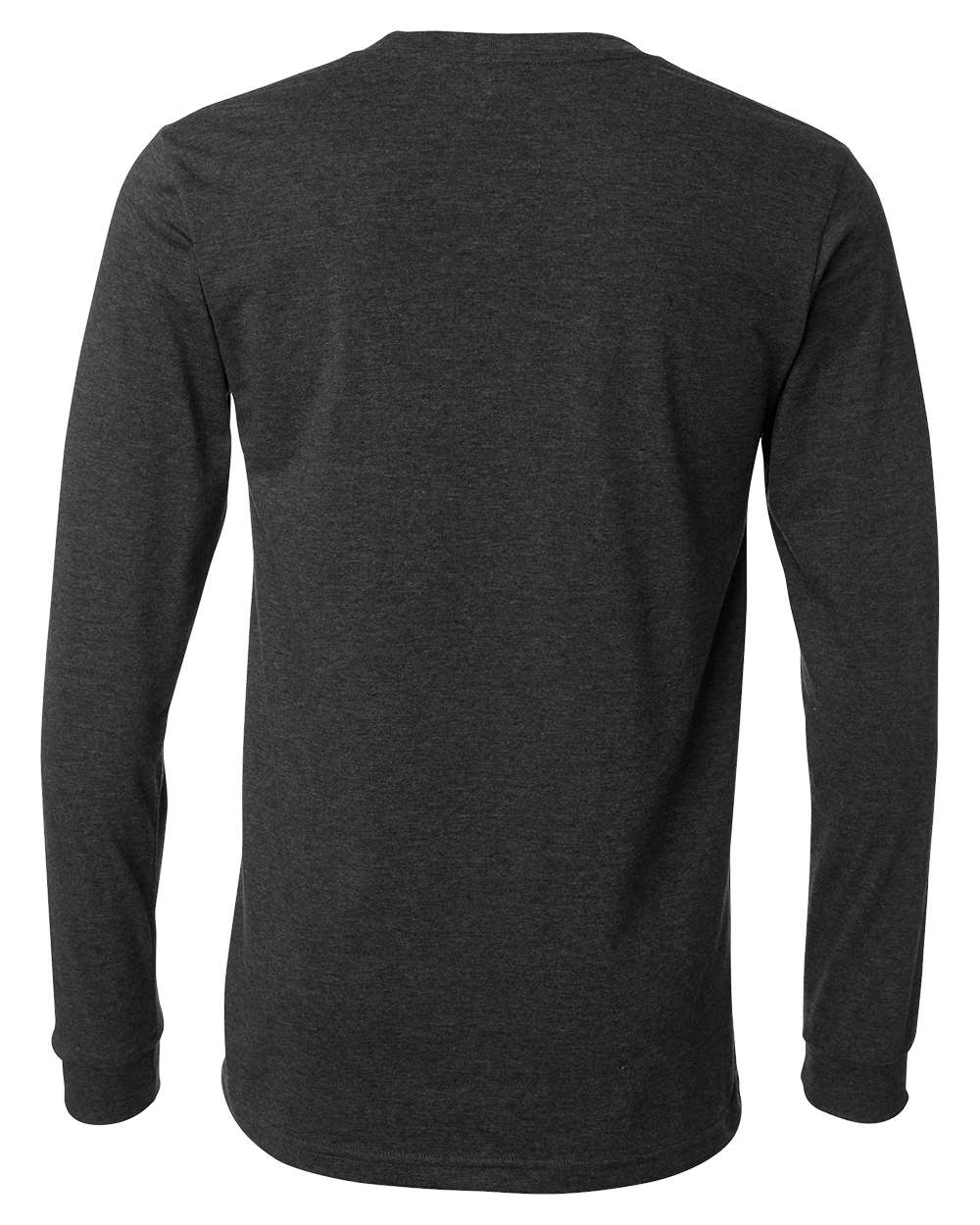 Heather CVC Long Sleeve Tee - Back - B02906092 - Dark Grey Heather