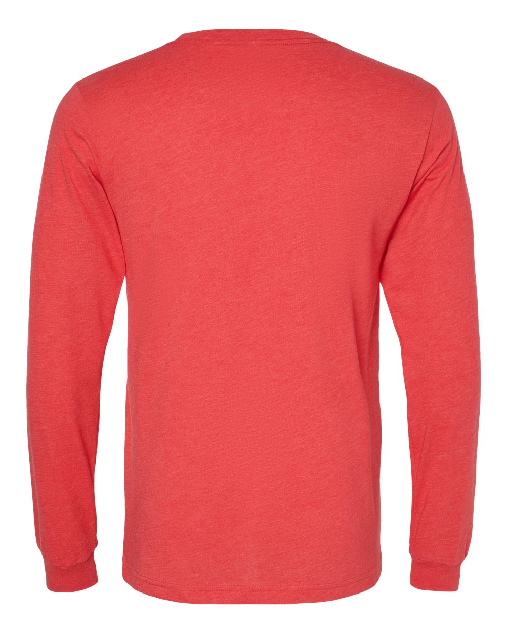 Heather CVC Long Sleeve Tee - Back - B02906122 - Heather Red