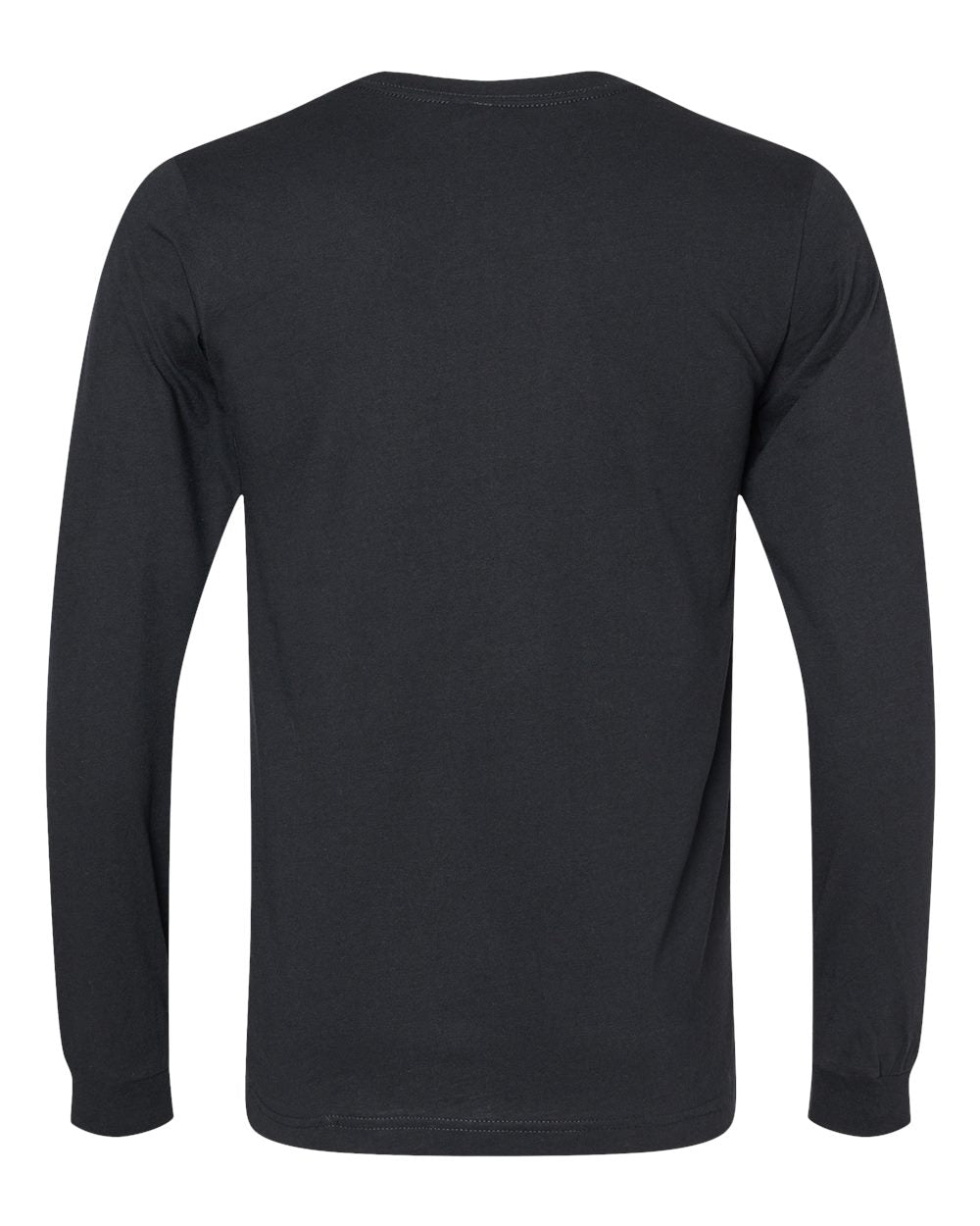Heather CVC Long Sleeve Tee - Back - B02906512 - Solid Black Blend