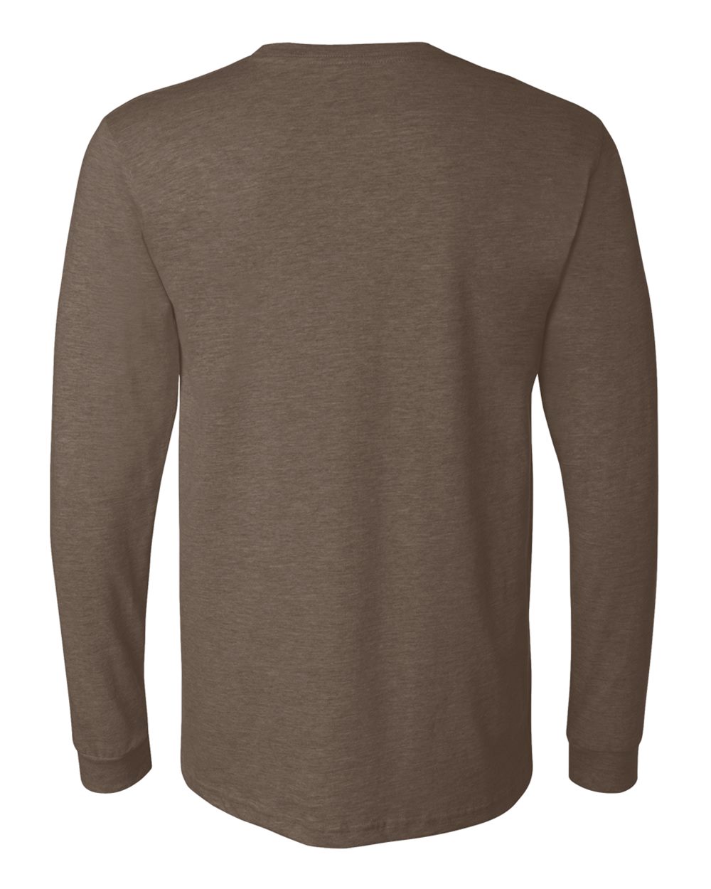 Heather CVC Long Sleeve Tee - Back - B02906552 - Heather Brown
